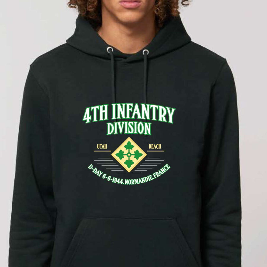 Sweat à capuche "4th infantry division" noir