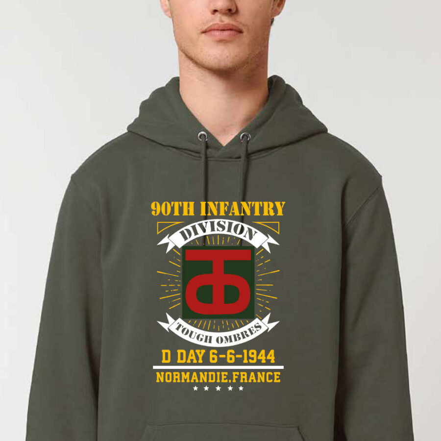 Sweat à capuche "90th infantry division" kaki