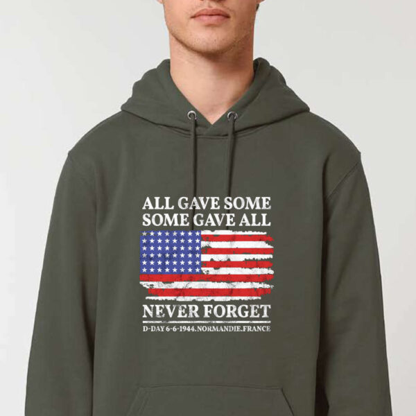 Sweat à capuche "never forget" kaki