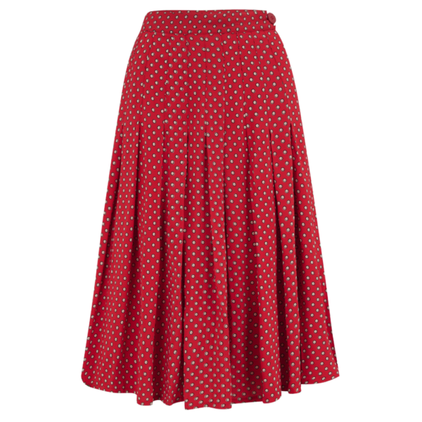 Jupe "LUCILLE" rouge à pois blanc et noir