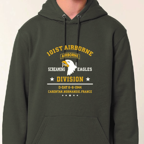 Sweat à capuche "101ST AIRBORNE" Kaki