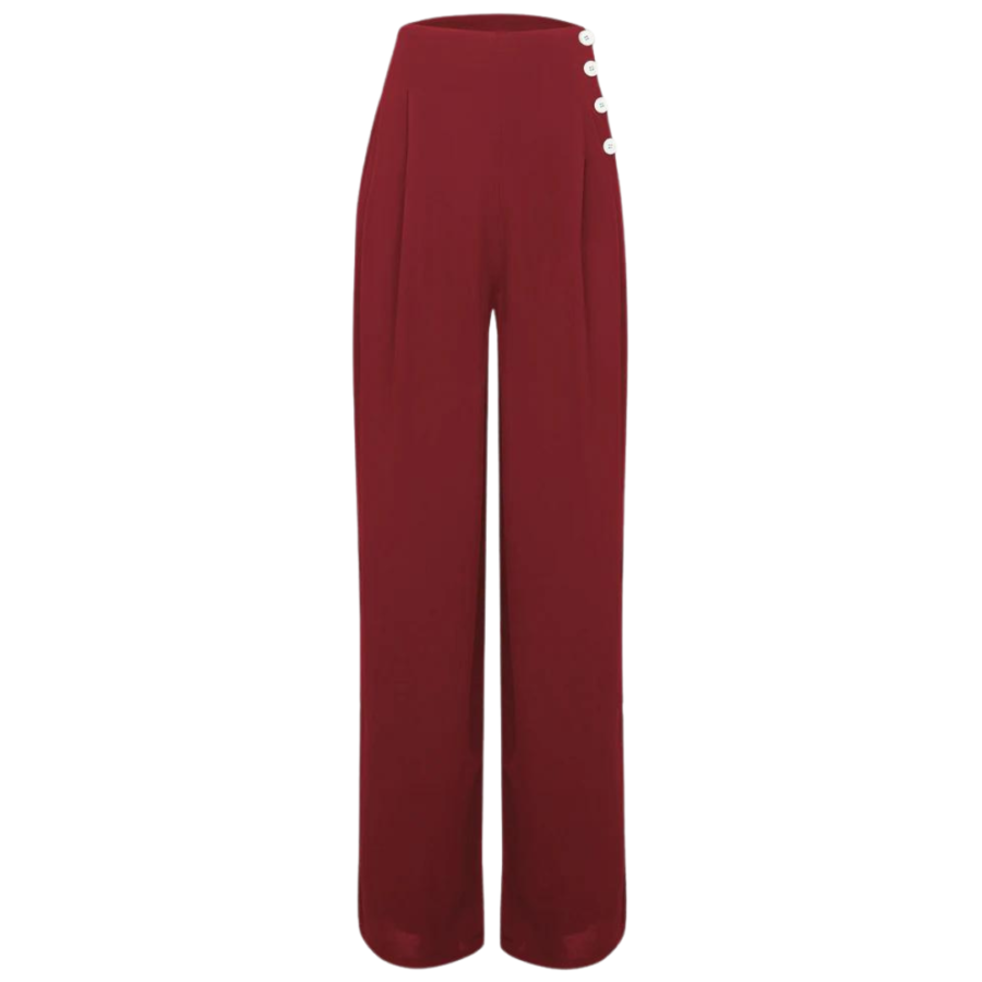Pantalon "AUDREY" crêpe de chine - bordeau