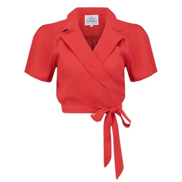Chemisier manche courte  "GRETA"  cache cœur rouge