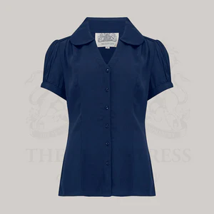 Chemisier manche courte  "JUDY"  bleu navy