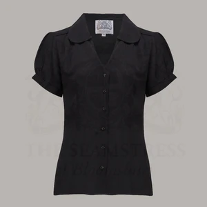 Chemisier manche courte  "JUDY"  noir