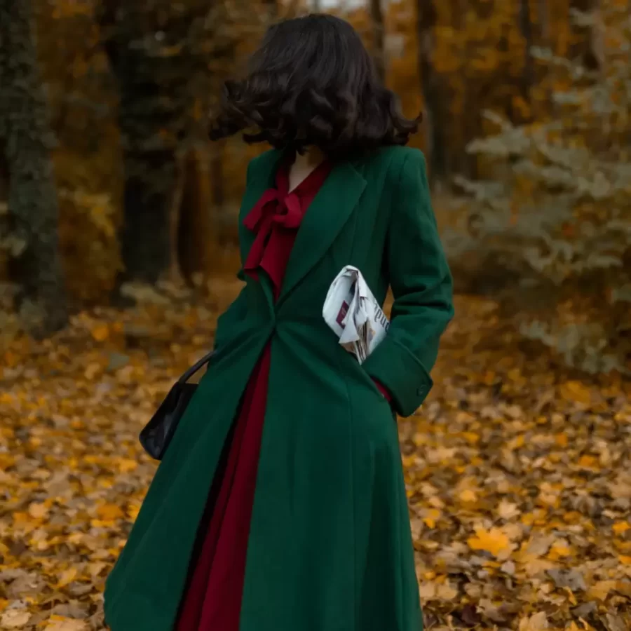 Manteau long "ELIZABETH" vert anglais