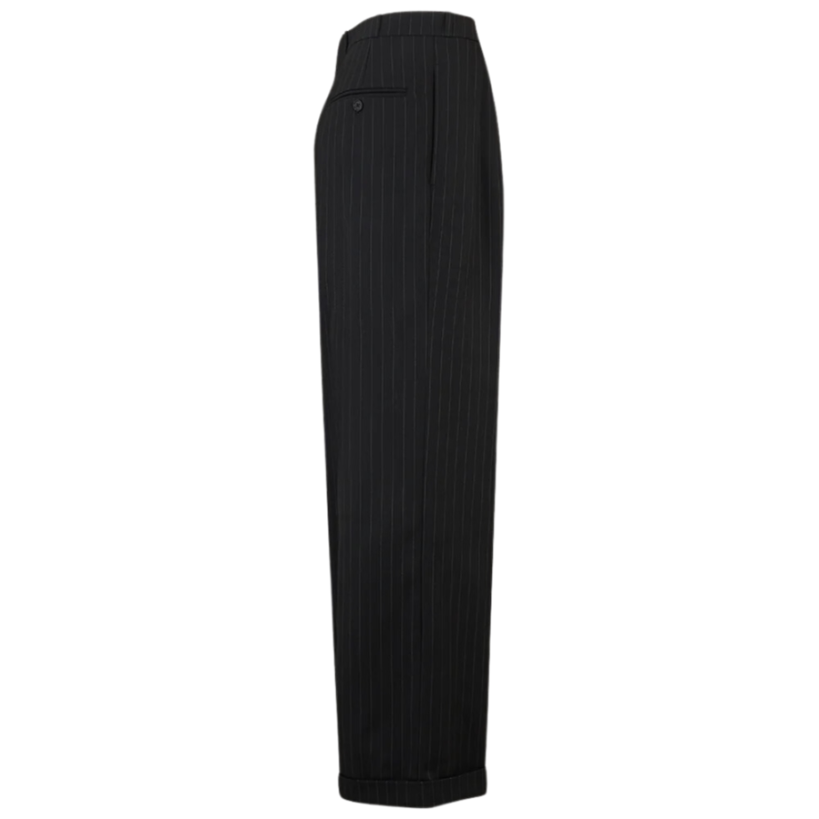 Pantalon  homme "40's" noir à fines rayure blanche