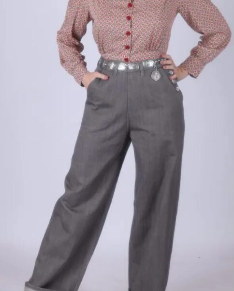 Jeans à boutons gris Années 40's