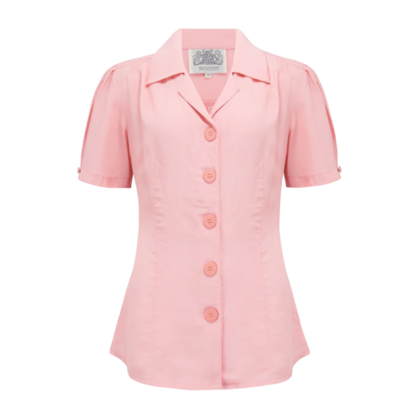 Chemisier manche courte  "GRACE"  rose poudre