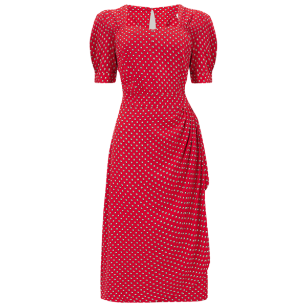 Robe "SHELLY" rouge à pois blanc et noir