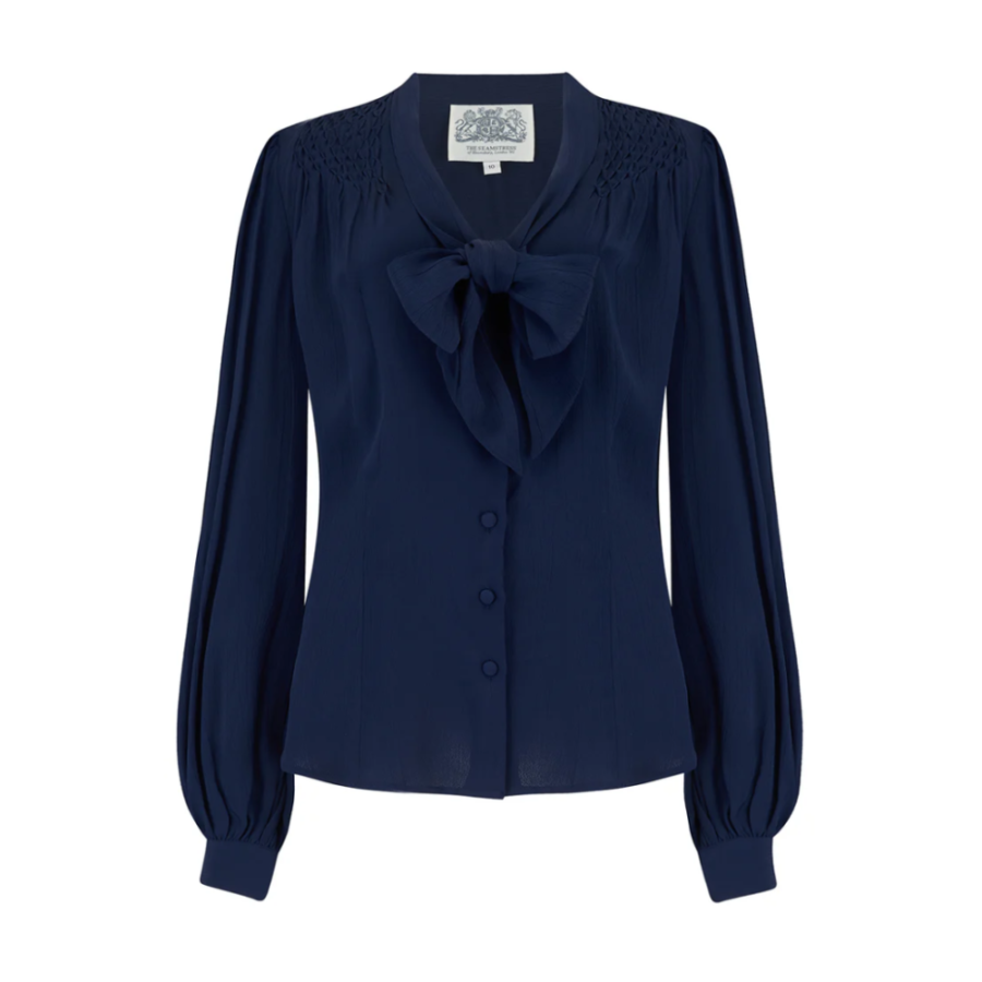 Chemisier manche longue  "EVA"  bleu navy