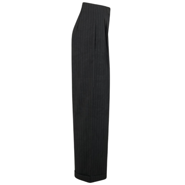 Pantalon "AUDREY" noir à rayure fine blanche