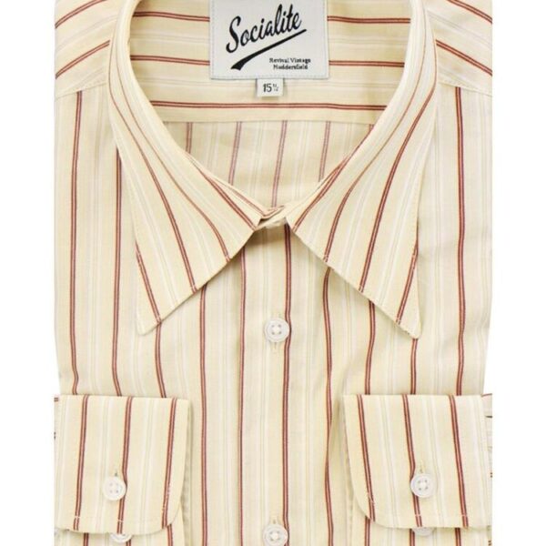 Chemise homme rayures beige et rouge foncé