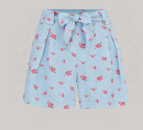 short "EMMA" bleu poudré fleurs rose