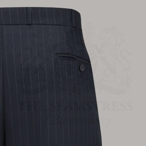 Pantalon  homme "40's" bleu à fines rayure blanche