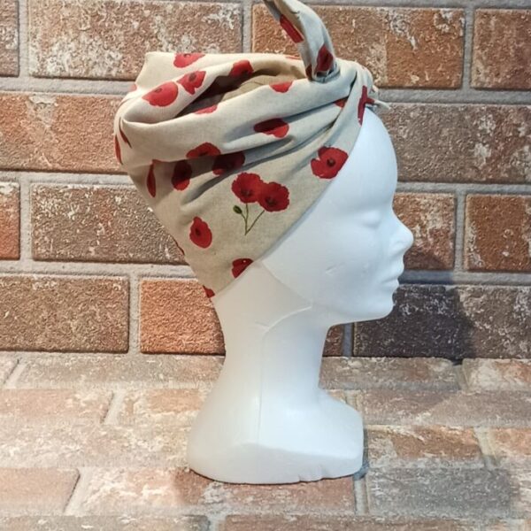 Foulard type "ROSIE" modèle coquelicot