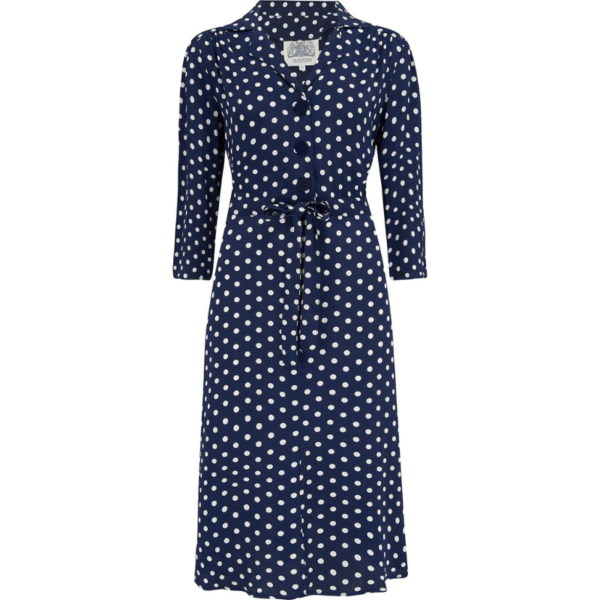 Robe MILLY bleu à pois crème