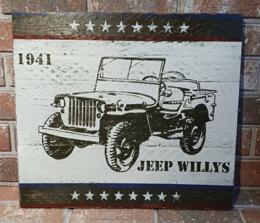 Panneau bois "JEEP willys"