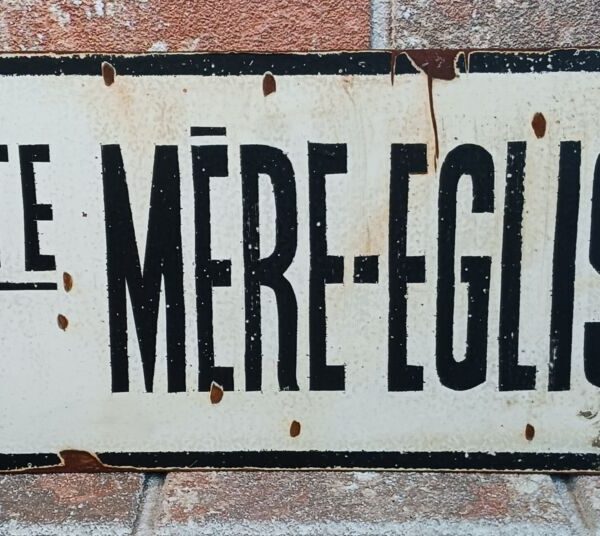 Plaque métal "STE MERE EGLISE"  20cm x 40cm