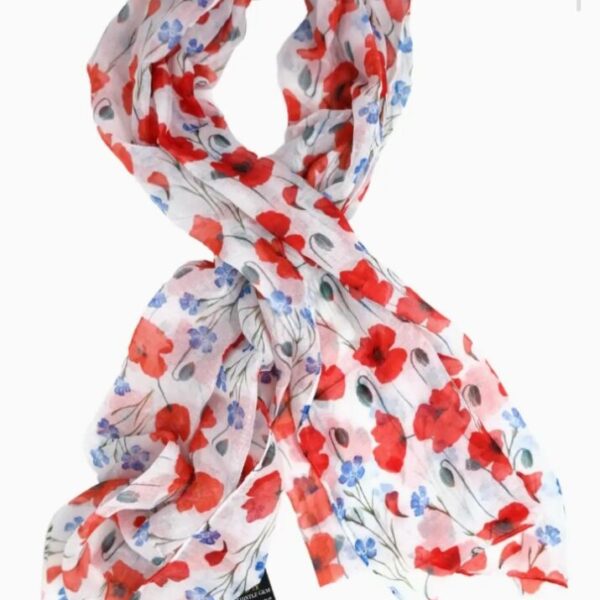 Écharpe légère à motif coquelicots et bleuets