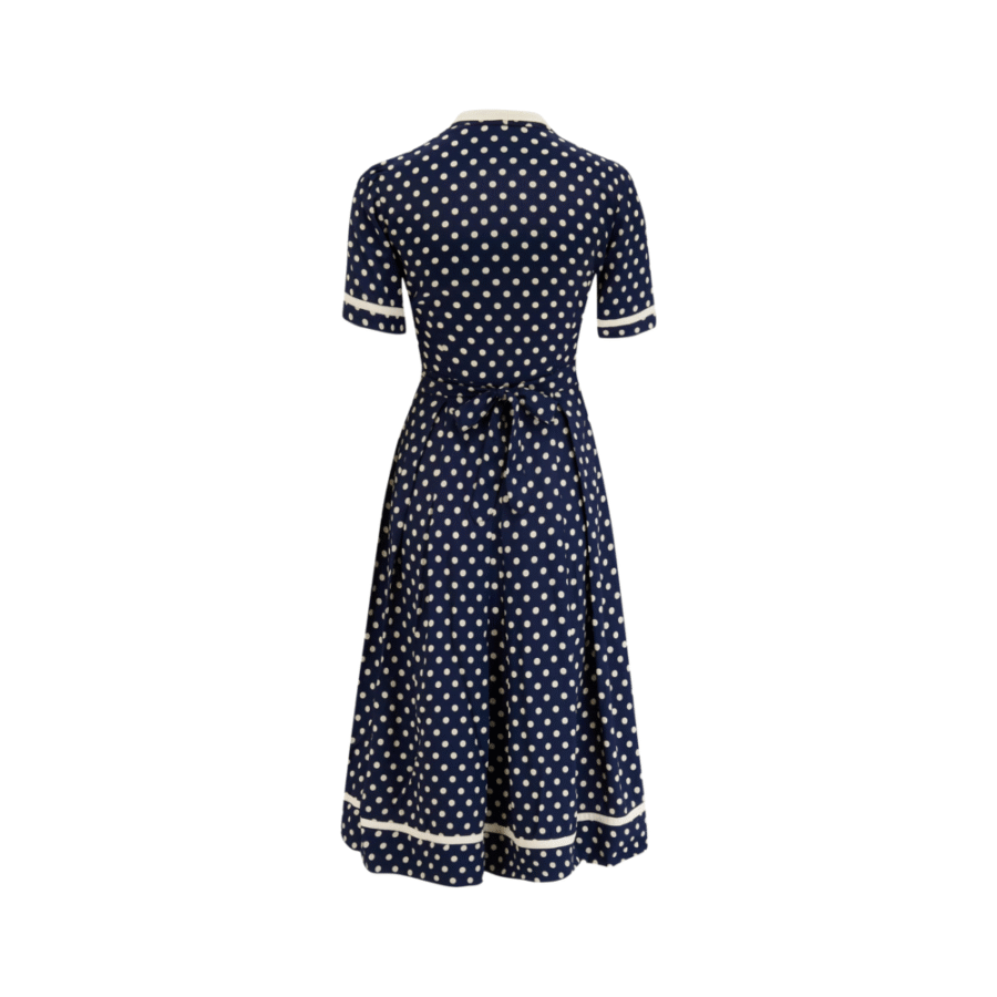Robe FRANCOISE  bleue à pois crème – Image 2