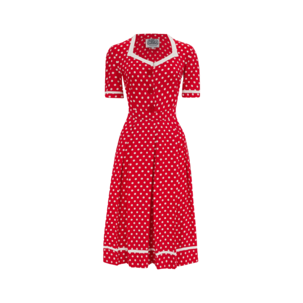 Robe FRANCOISE  rouge à pois crème