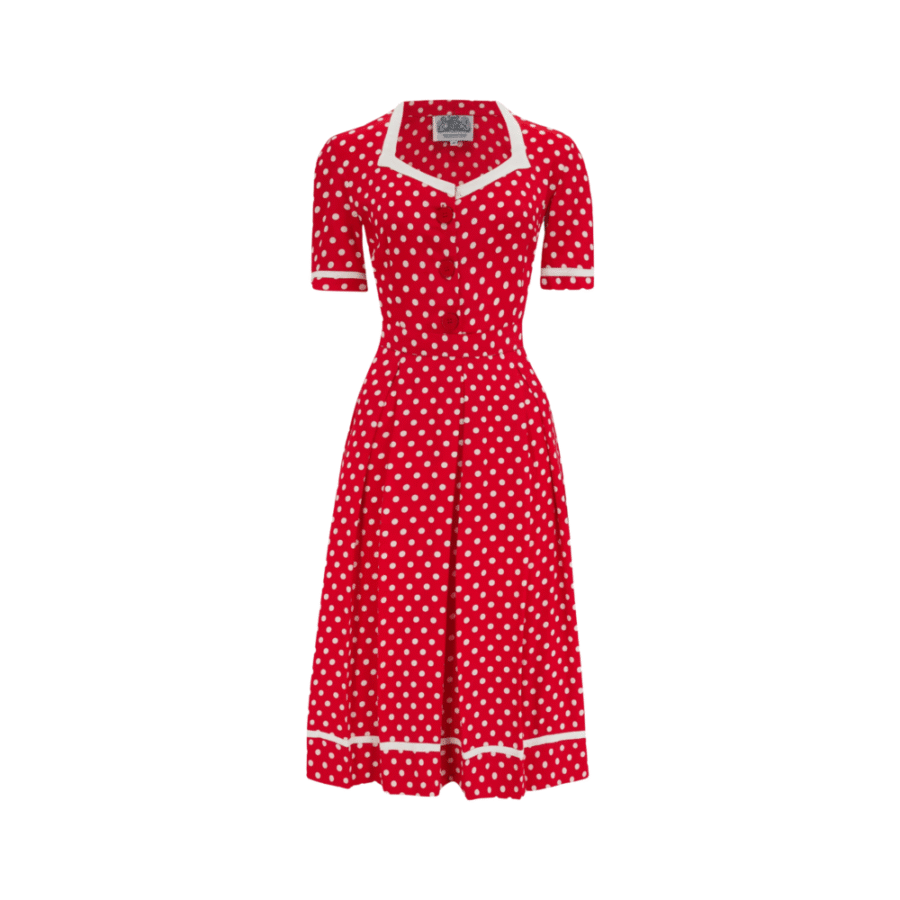 Robe FRANCOISE  rouge à pois crème