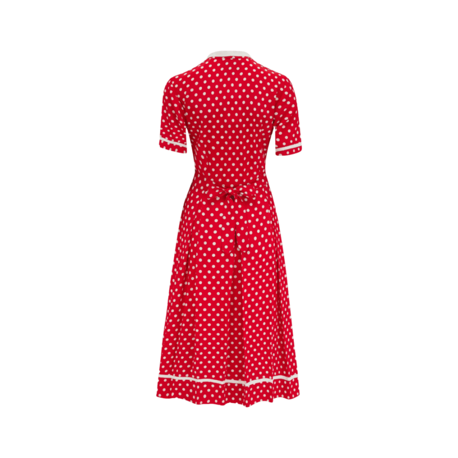 Robe FRANCOISE  rouge à pois crème – Image 2