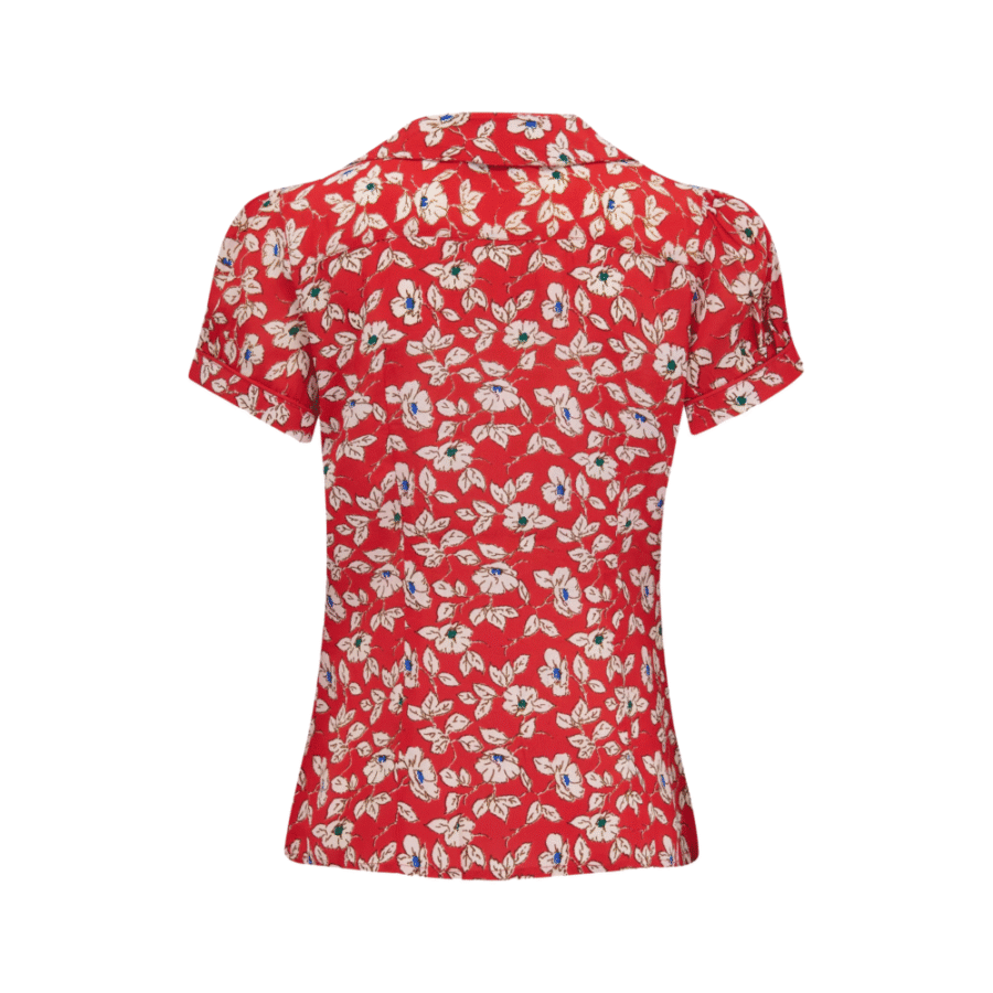 Chemisier manche courte  "JIVE"  rouge à fleurs – Image 2